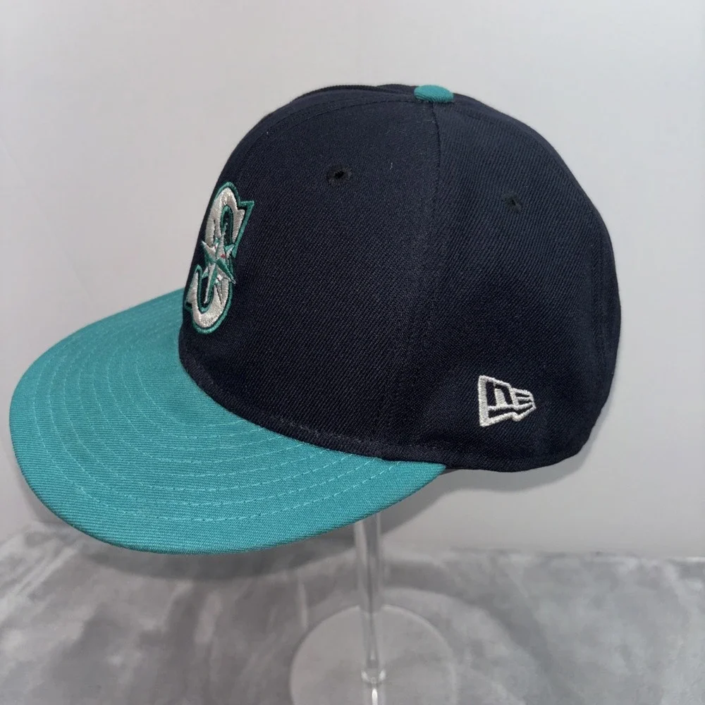 New Era 59FIFTY Seattle Mariners Hat Navy Teal On-Field Fitted Cap 7 5/8 MLB